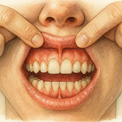 Schéma de frénectomie labiale au laser sur le frein de la lèvre